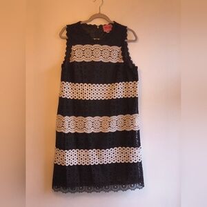 Kate Spade Daisy Lace Crochet Dress Black White Size 12